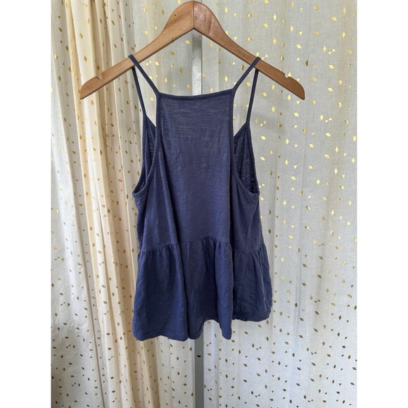 Roxy Women's 100% Cotton Navy Peplum Spaghetti Tank Racerback Top M - Picture 3 of 4